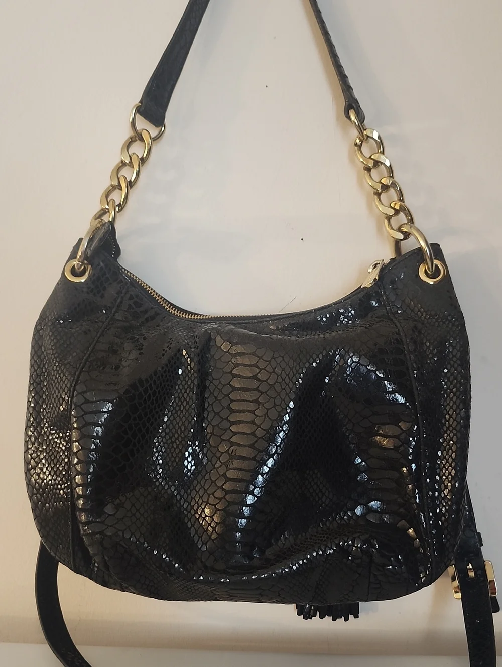 Michael Kors Snake Embossed Convertible Bag w/Free MK Wallet